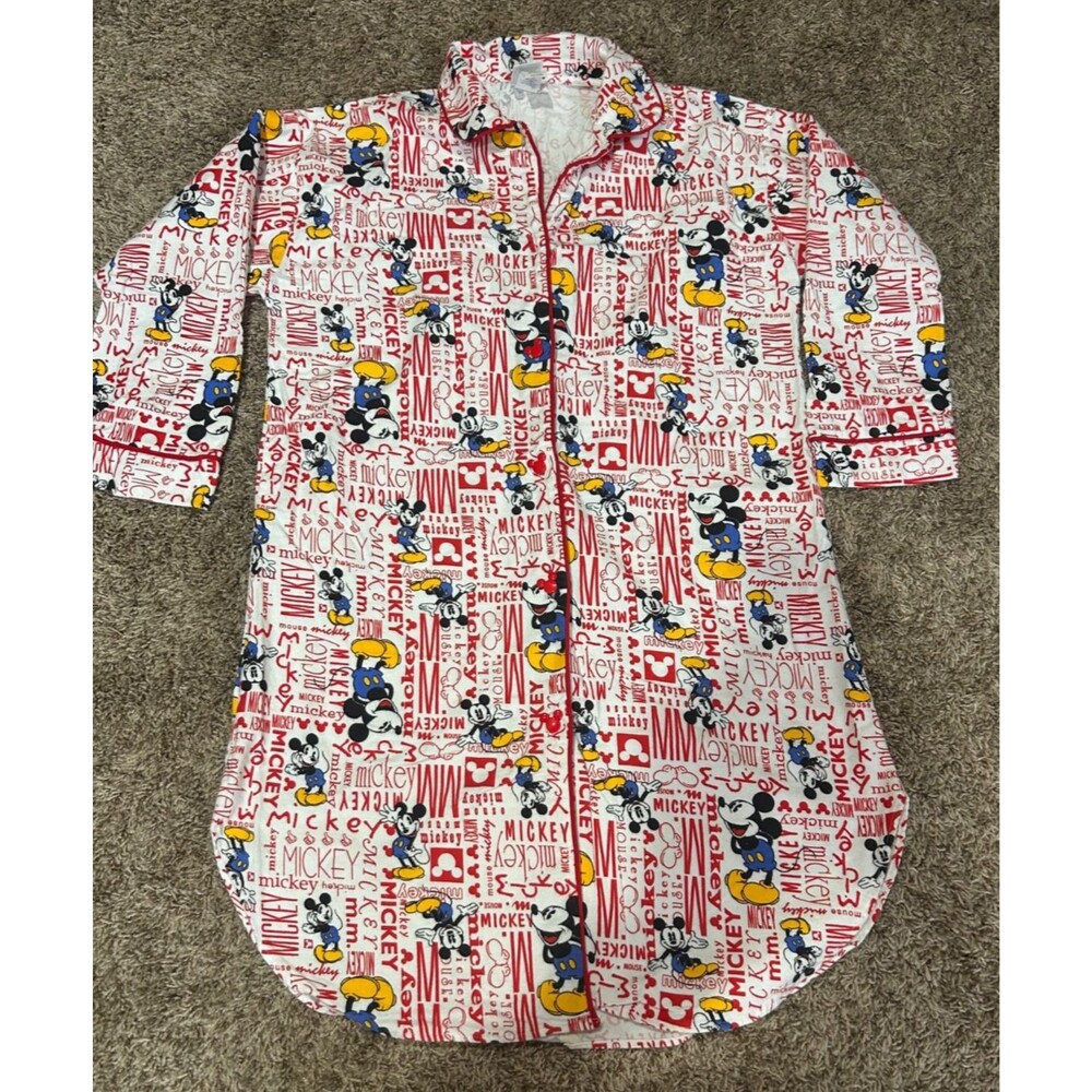 vintage Mickey And Co Women’s Cotton Nightgown Mickey Mouse Medium flannel - Picture 1 of 9